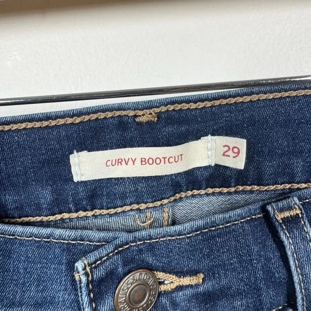 Levi Curvy Bootcut Jeans Women 29 Blue Dark Wash Western Boho Festival Concert